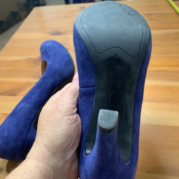 Franco Sarto Blue Suede Platform Heels - Picture 6 of 8